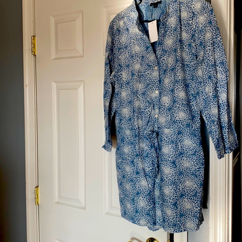 J.Crew Mercantile White and Blue Short Romper S12